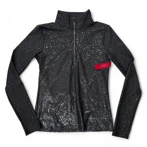 CARBON38 Pullover Long Sleeve Top Glitter Mock Neck Small Athletic Athleisure